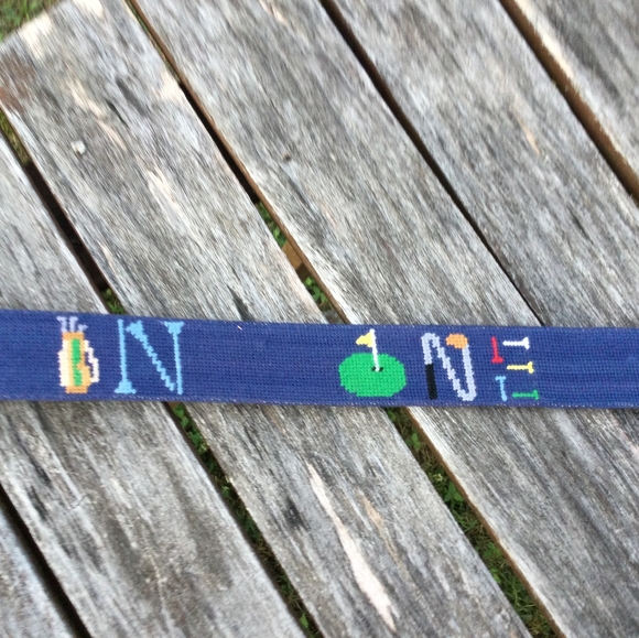Smathers & Branson Hand Stitched Needlepoint Leather Golf Belt 42 - Picture 5 of 7